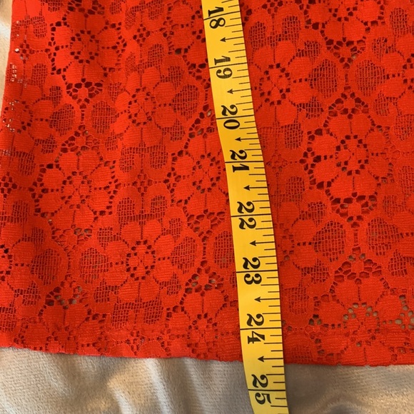 Carefree Fashions vintage Red floral Lace Top XL orange red puff 3/4 sleeve 70’s - Picture 7 of 8